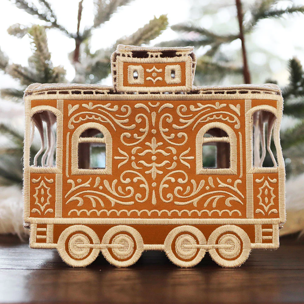 3D Christmas Gingerbread Train Caboose (In-the-Hoop) - Image 10