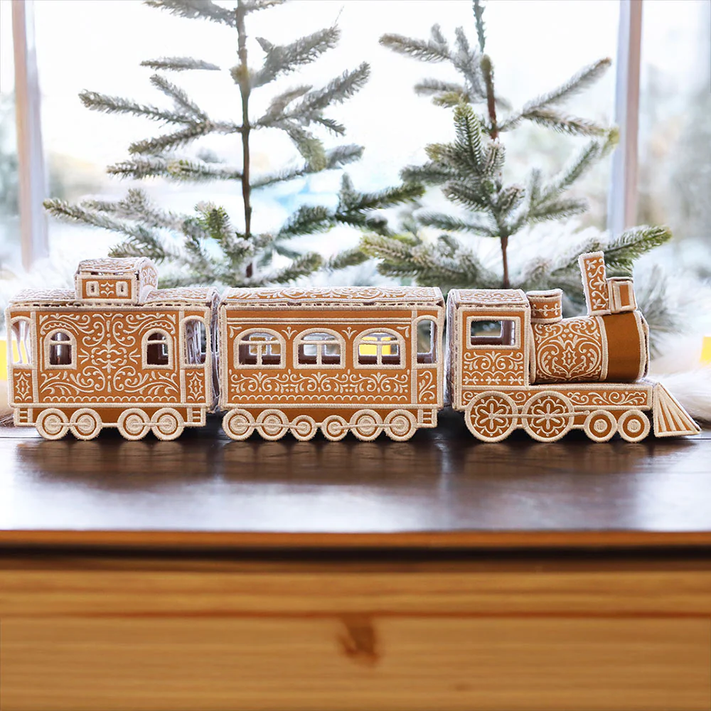 3D Christmas Gingerbread Train Caboose (In-the-Hoop) - Image 9