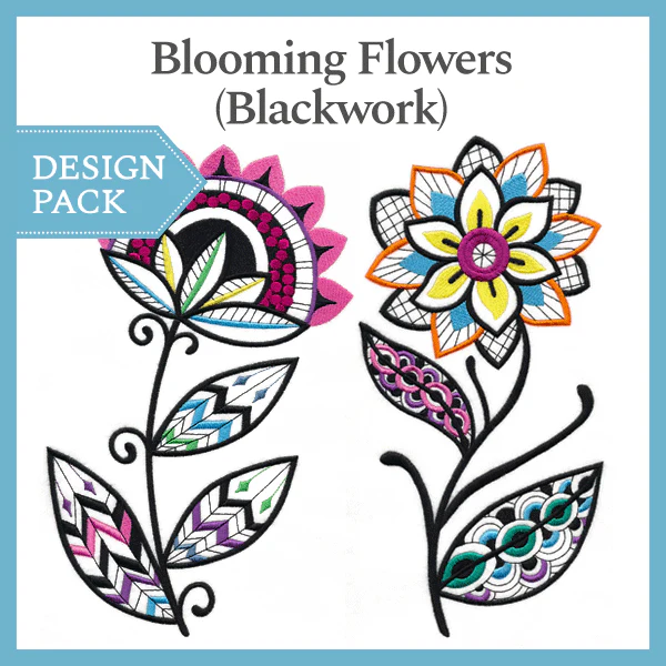A Blooming Blackwork Flowers Design Pack - Image 4