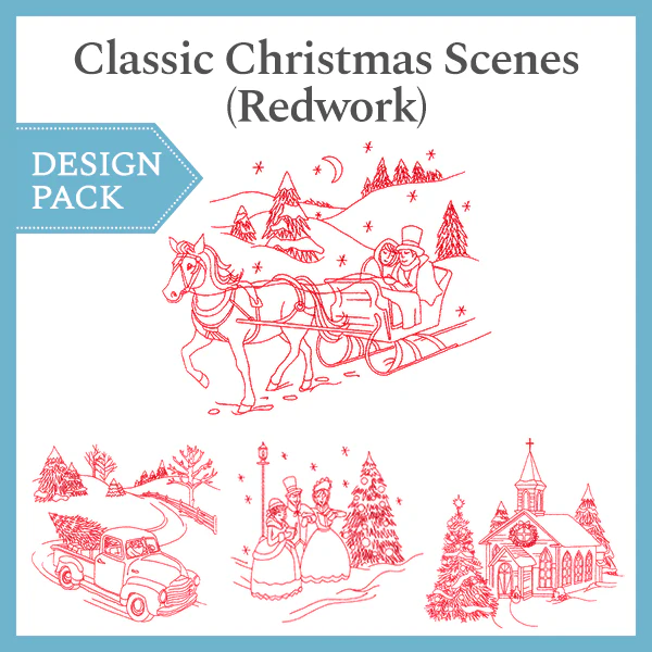 A Classic Christmas Scenes (Redwork) Design Pack - Image 4