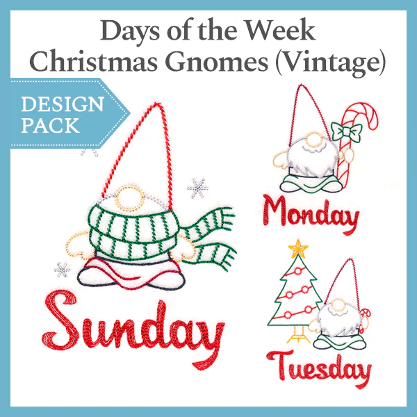 A Days of the Week Christmas Gnomes (Vintage) Design Pack