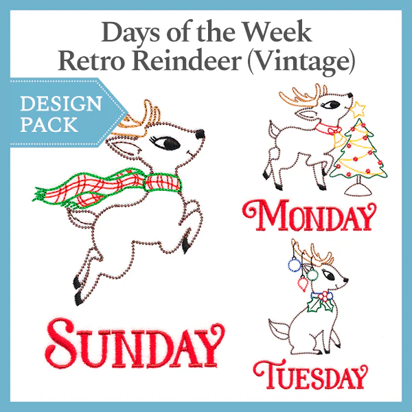 A Days of the Week Retro Reindeer (Vintage) Design Pack - Image 3