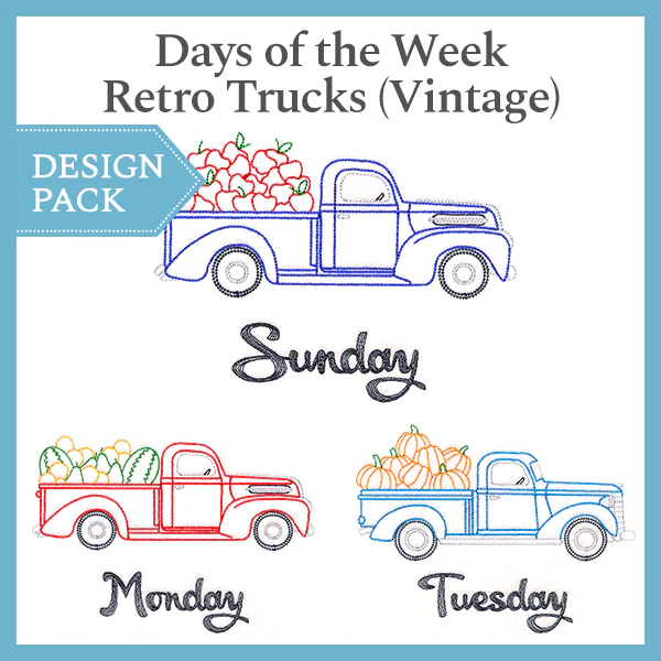 A Days of the Week Retro Trucks (Vintage) Design Pack - Image 2