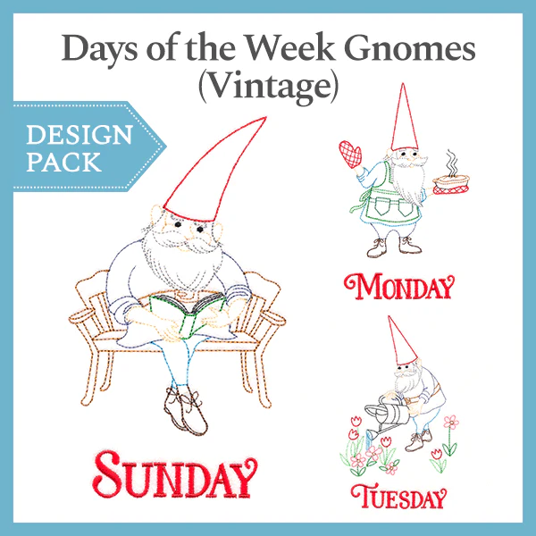 A Days of the Week Summer Gnomes (Vintage) Design Pack - Image 3