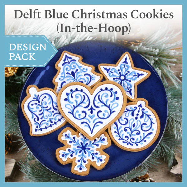 A Delft Blue Christmas Cookies (In-the-Hoop) Design Pack - Image 3