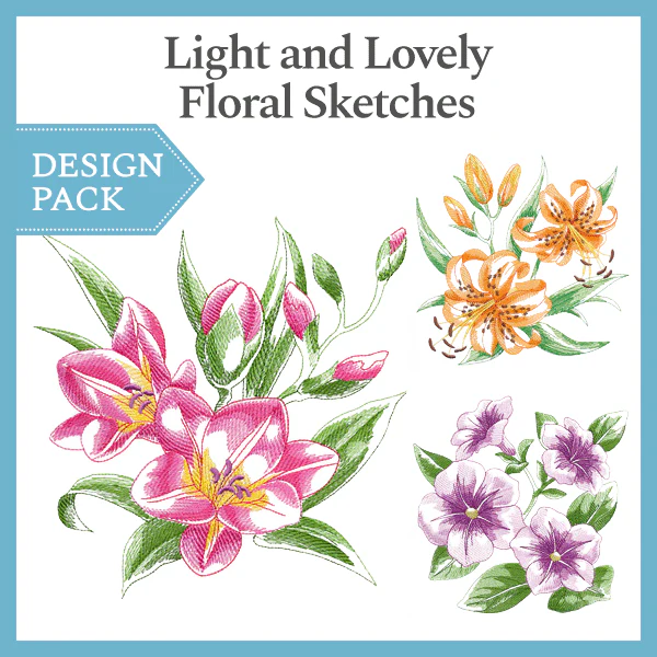 A Light and Lovely Floral Sketches Design Pack - Image 3