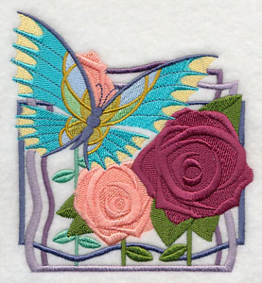 Art Deco Butterfly and Roses - Image 3