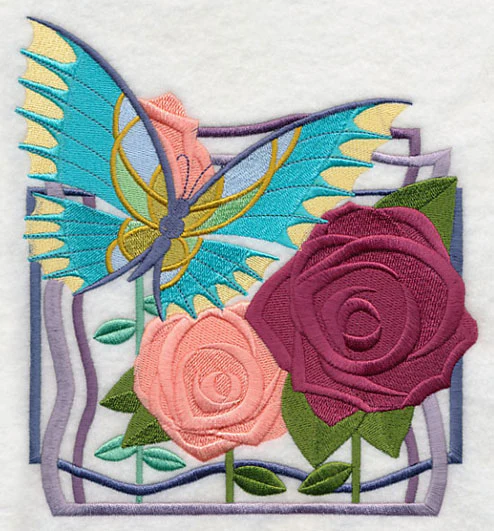 Art Deco Butterfly and Roses - Image 4