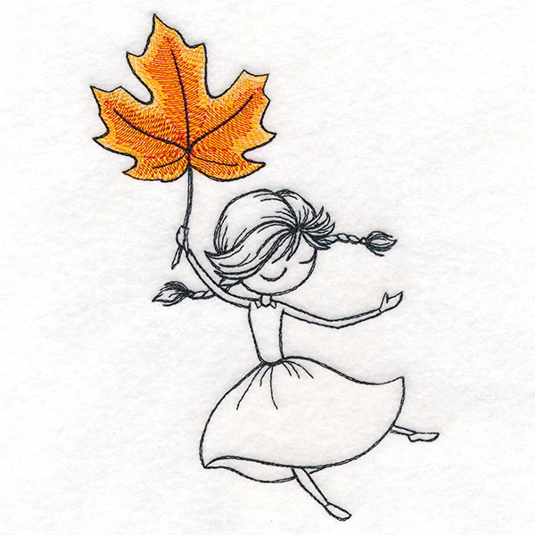 Autumn Breeze Beauty with Maple Leaf - Image 2