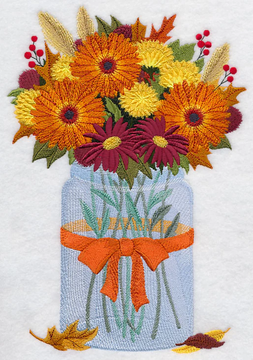 Autumn Flowers in Mason Jar