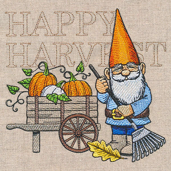 Autumn Gnome with Pumpkin Cart - Image 2