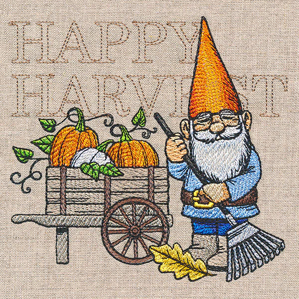 Autumn Gnome with Pumpkin Cart - Image 3