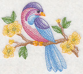 Bird in Forest Flowers (Toile) - Image 4