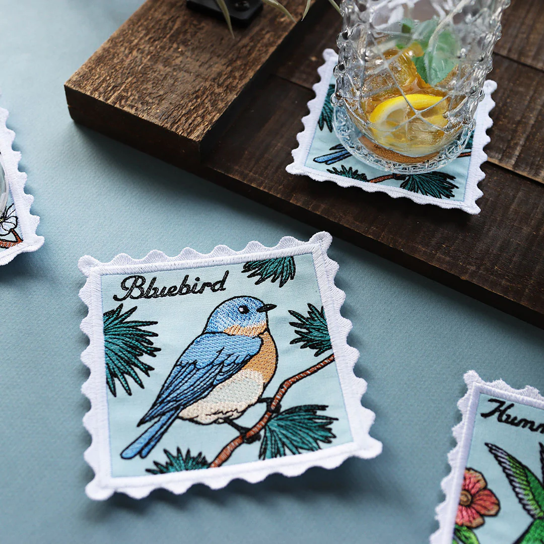 Lace Edge Bird Stamp Coasters Design Pack (In-the-Hoop) - Image 2
