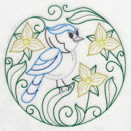 Blue Jay and Yellow Trillium (Vintage) - Image 3