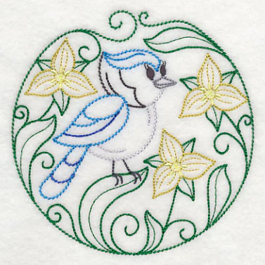 Blue Jay and Yellow Trillium (Vintage) - Image 4