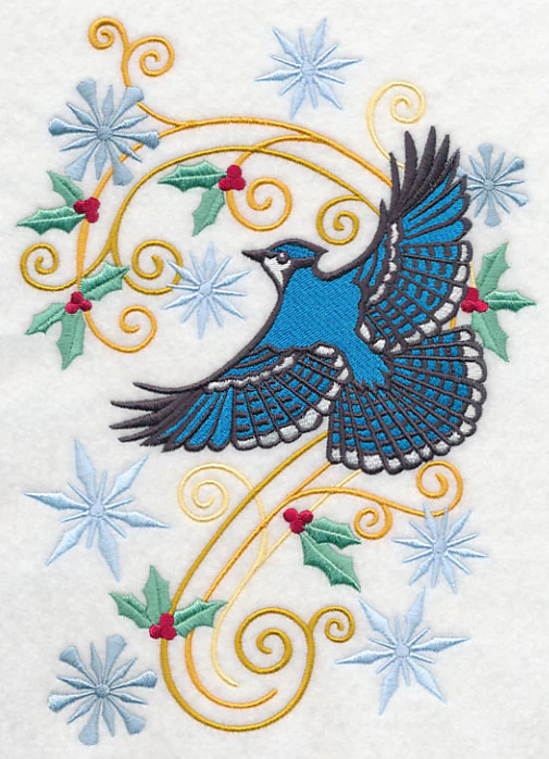 Bluejay with Snowy Flourish - Image 4