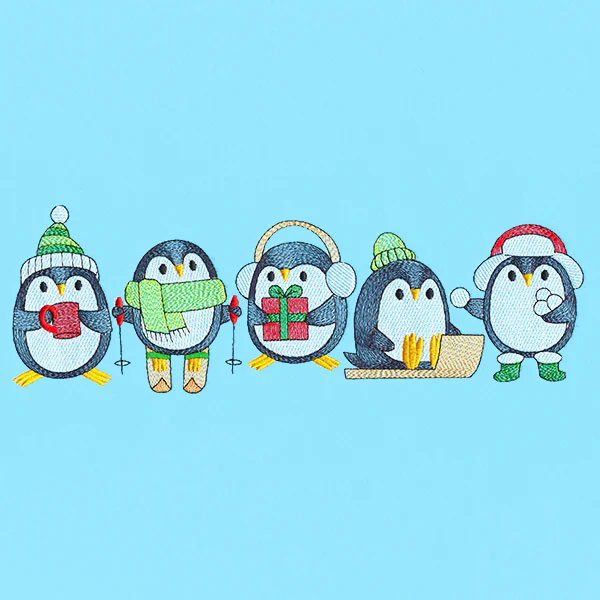 Bundled-Up Penguin Border