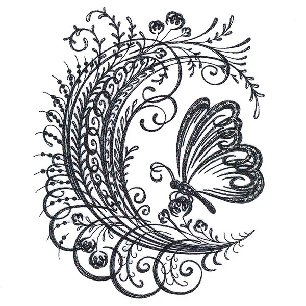 Calligraphic Monarch and Blooms - Image 3