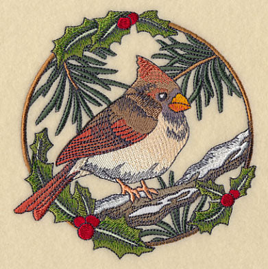 Cardinal in Christmas Blooms - Female - Image 4