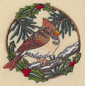 Cardinal in Christmas Blooms - Female - Image 5