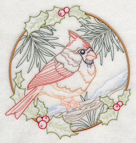 Cardinal in Christmas Blooms - Female (Vintage) - Image 3
