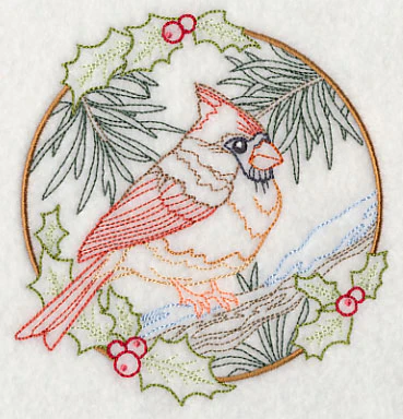 Cardinal in Christmas Blooms - Female (Vintage) - Image 4