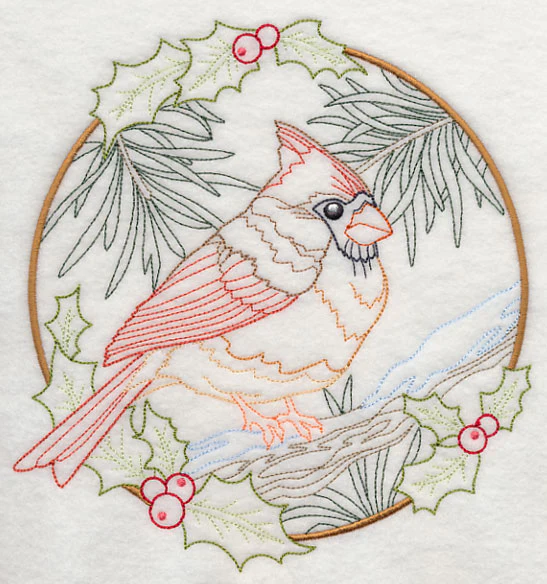 Cardinal in Christmas Blooms - Female (Vintage) - Image 6