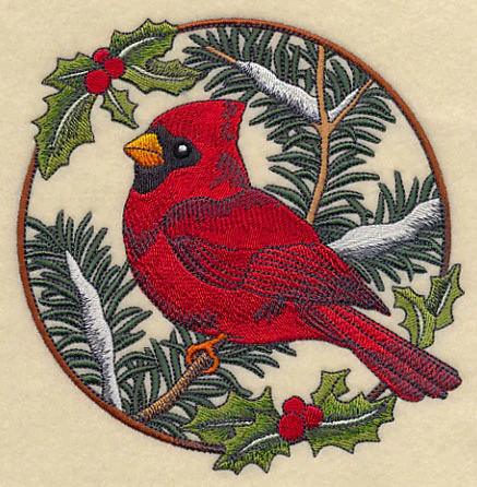 Cardinal in Christmas Blooms - Male - Image 3