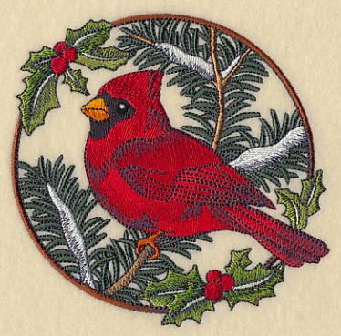 Cardinal in Christmas Blooms - Male - Image 4