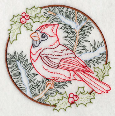 Cardinal in Christmas Blooms - Male (Vintage) - Image 4