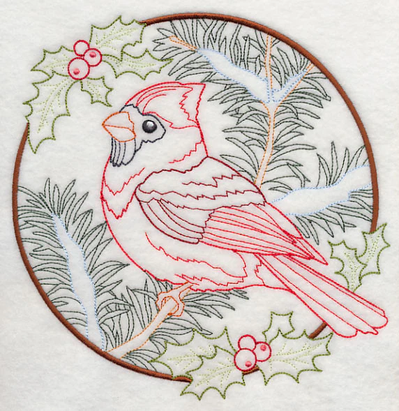 Cardinal in Christmas Blooms - Male (Vintage) - Image 6