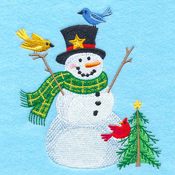Cheerful Country Snowman with Tree - Image 3