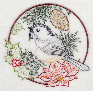 Chickadee in Christmas Blooms (Vintage) - Image 4