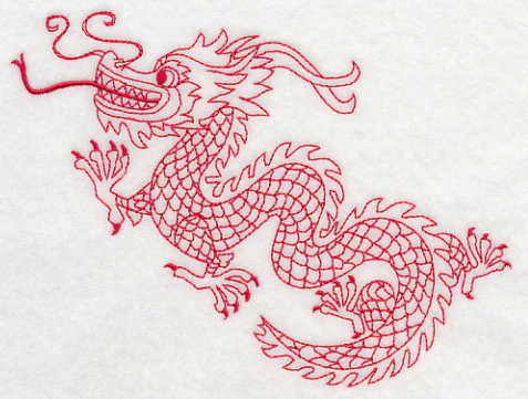 Chinese Dragon 1 (Redwork) - Image 3