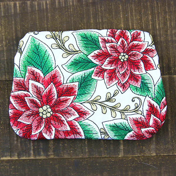 Christmas Poinsettia Zipper Pouch (In-the-Hoop) - Image 6