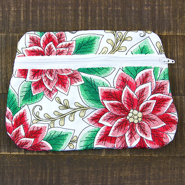 Christmas Poinsettia Zipper Pouch (In-the-Hoop) - Image 7
