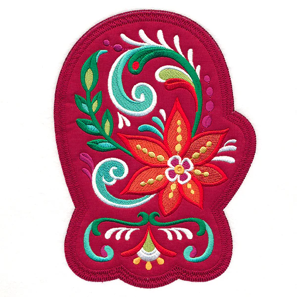 Christmas Rosemaling Mitten (Heirloom Applique) - Image 2