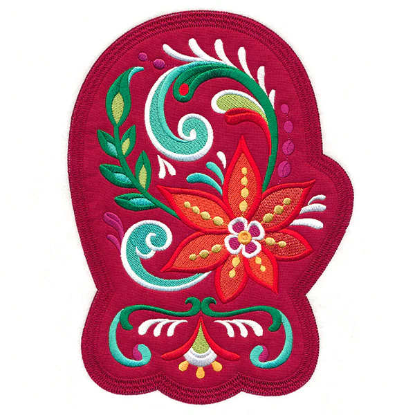 Christmas Rosemaling Mitten (Heirloom Applique) - Image 4