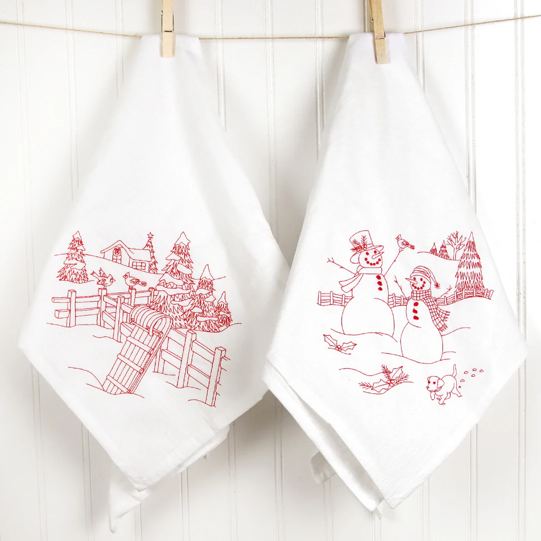 Classic Christmas Scene - Toboggan (Redwork) - Image 4