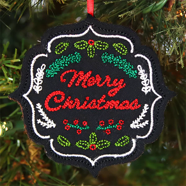Classic Merry Christmas Ornament (In-the-Hoop) - Image 2