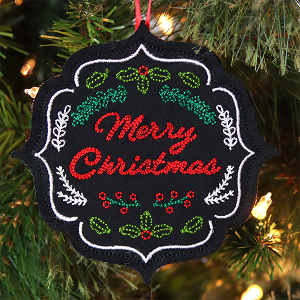 Classic Merry Christmas Ornament (In-the-Hoop) - Image 3