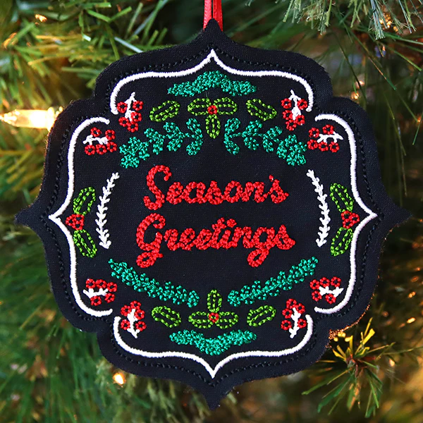 Classic Season's Greetings Ornament (In-the-Hoop) - Image 3