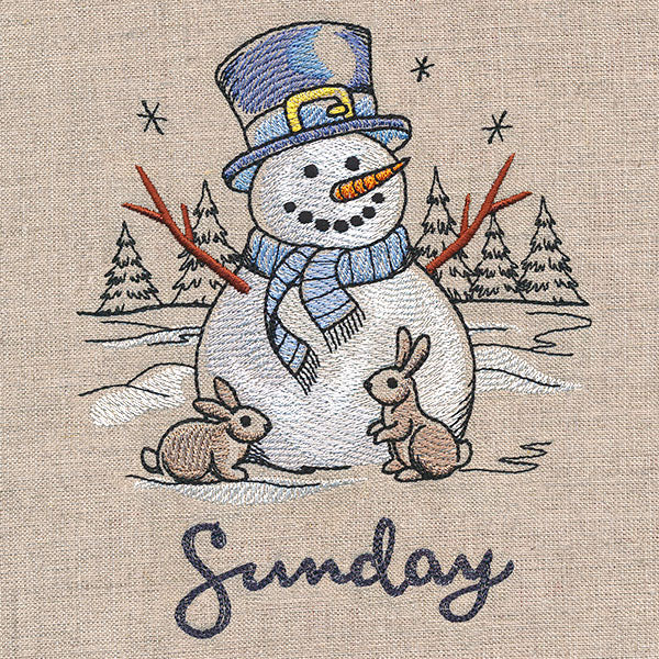 Country Snowman and Bunnies on Sunday - Image 5