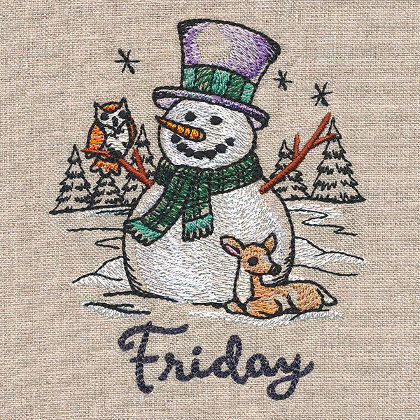 Country Snowman and Deer on Friday - Image 2