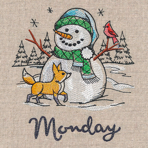 Country Snowman and Fox on Monday - Image 5