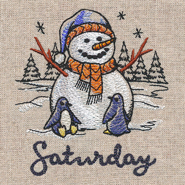 Country Snowman and Penguins on Saturday - Image 2