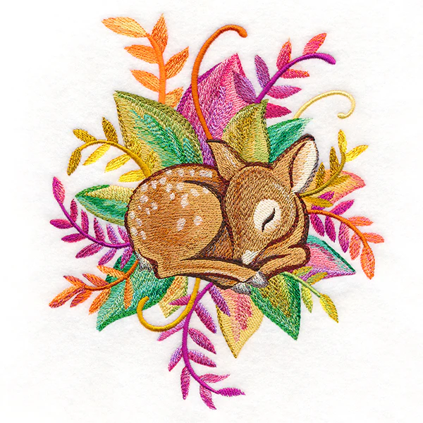 Deer and Leaves in Watercolor