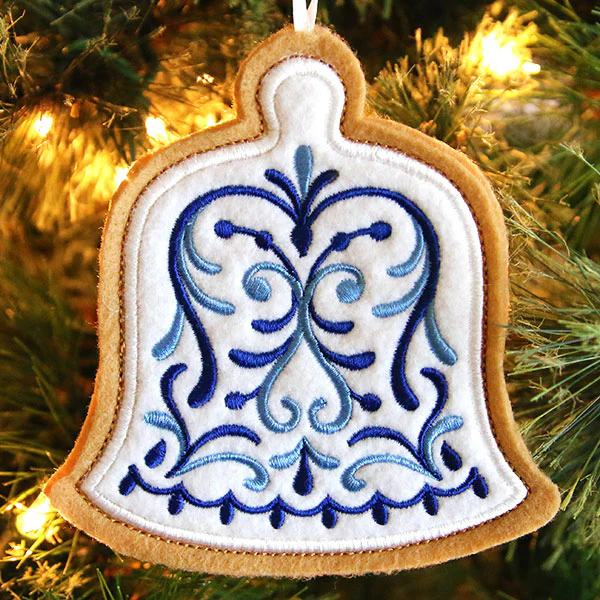 Delft Blue Christmas Cookie - Bell (In-the-Hoop) - Image 3