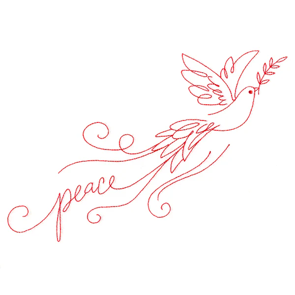 Dove with Peace (Redwork) - Image 5